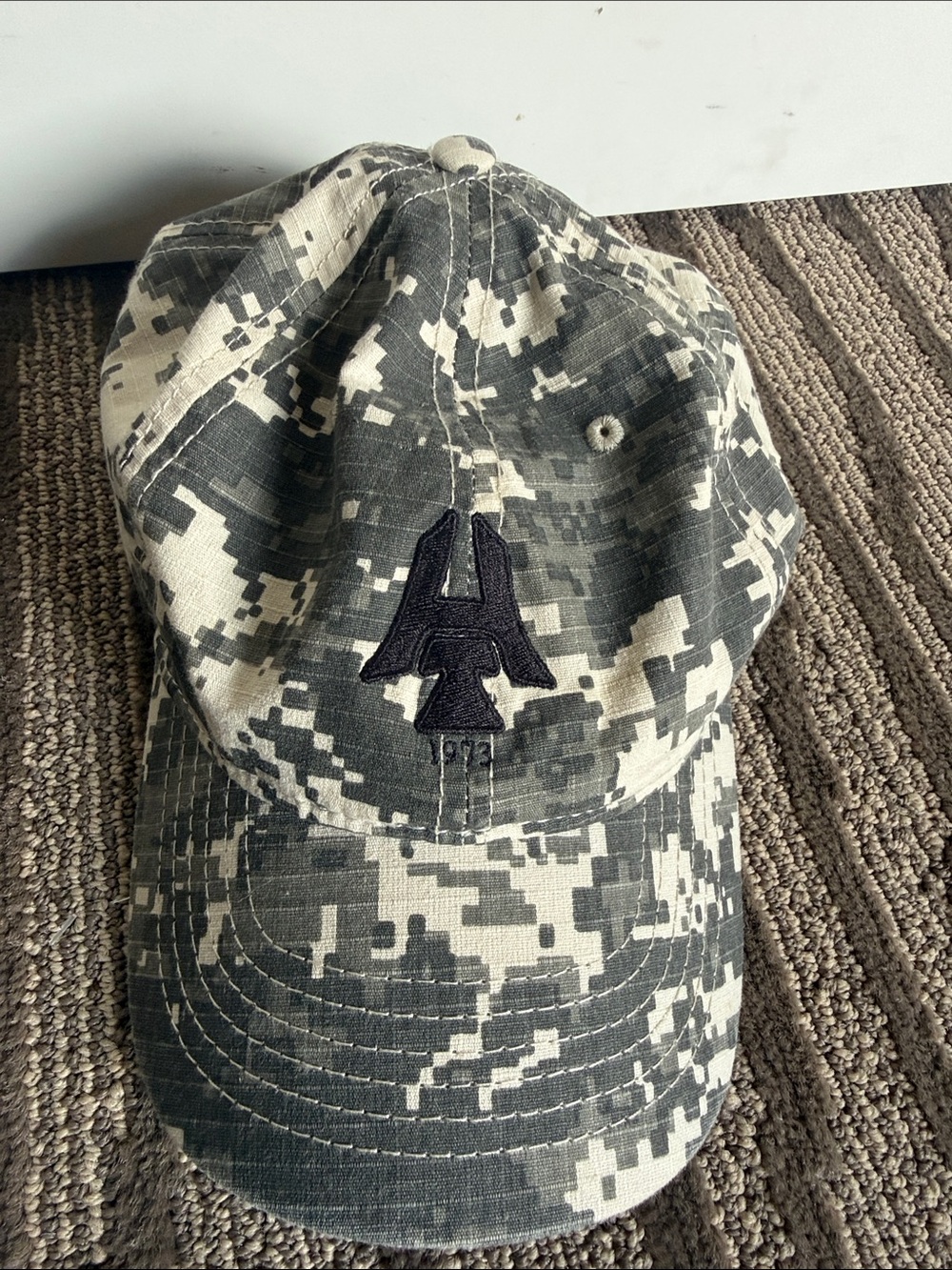 Men's Digital Camo Baseball Cap with Black Patch Logo